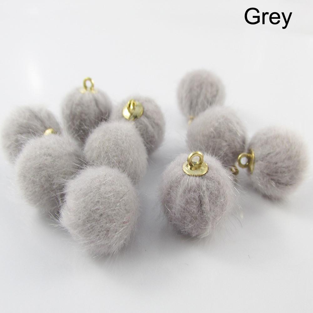 Bulk 10pce Fuzzy Pom Pom Ball Charm Pendant Faux Mink Fur Select Colour