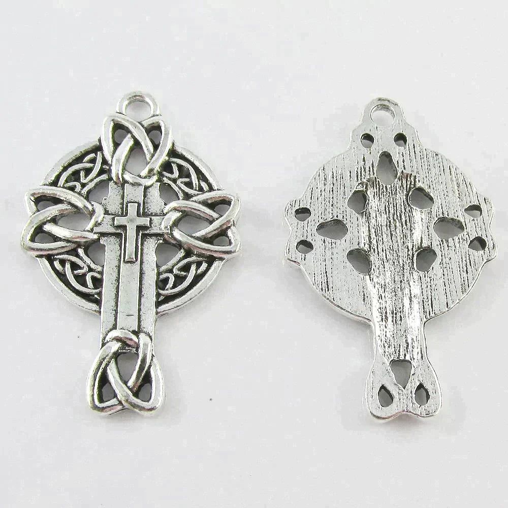 Bulk Celtic Knot Cross Charm Pendant Religious Cross 37x24mm Select Qty