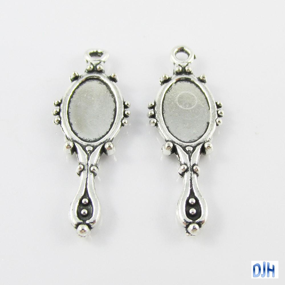 Bulk Hand Mirror Charm Pendant Beauty Vanity Mirror 27x10mm Select Qty