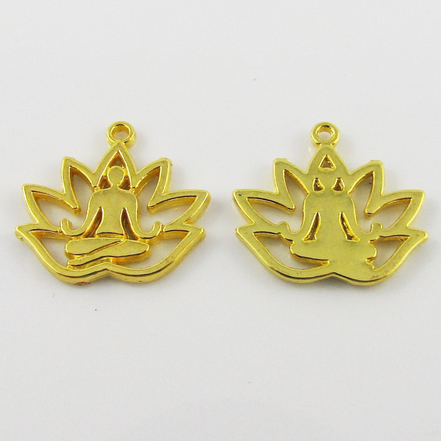BULK Lotus Flower Meditation Yoga Charm Pendant Gold 18x17mm Select Qty