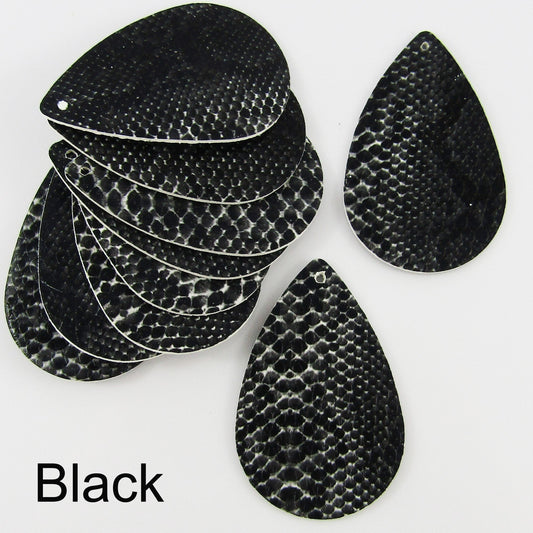 Bulk Snake Skin Charm Pendant Teardrop PU Leather Select Colour