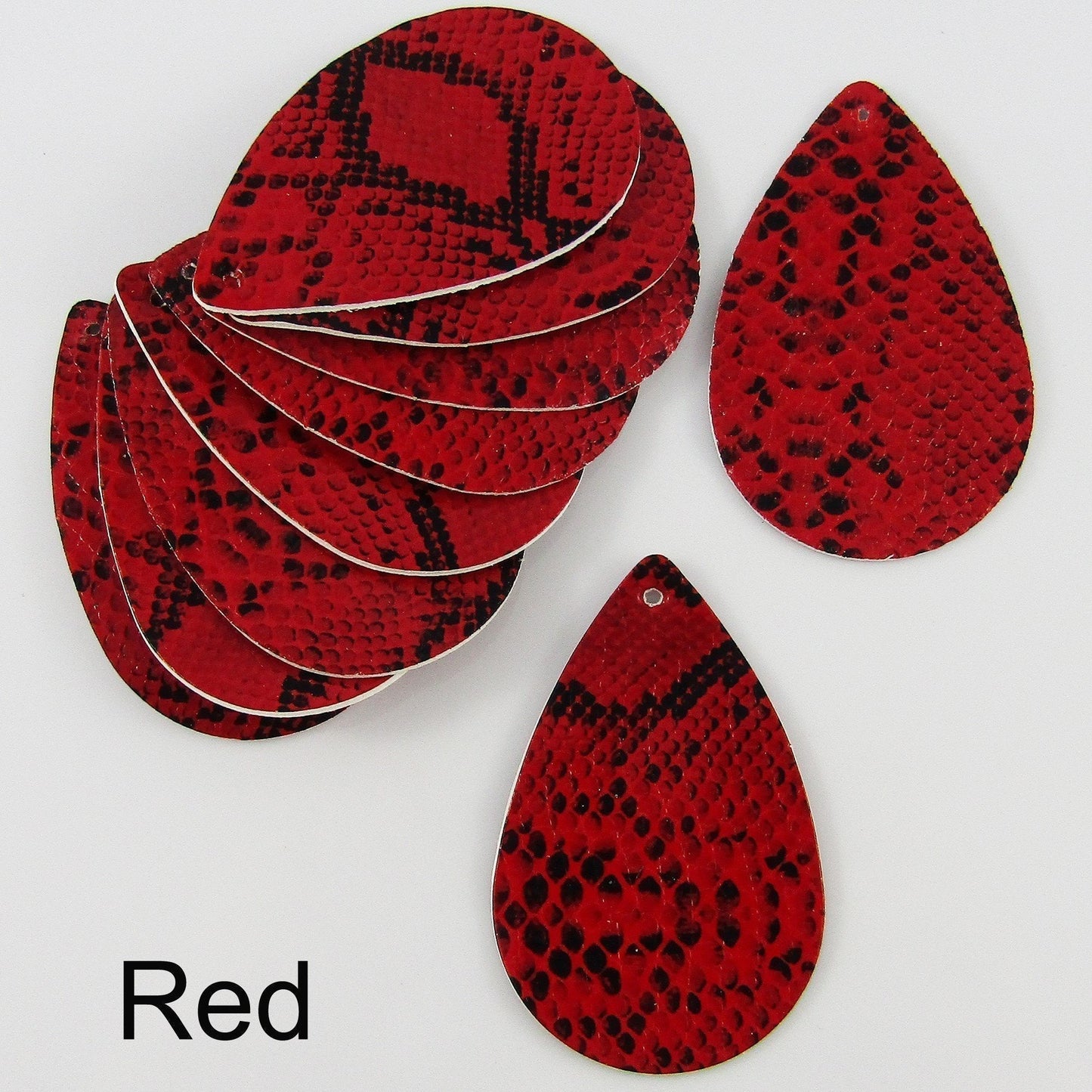 Bulk Snake Skin Charm Pendant Teardrop PU Leather Select Colour