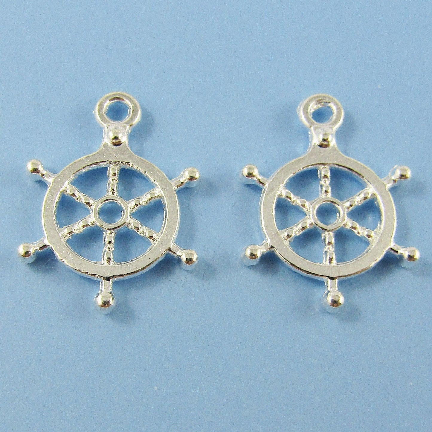 Bulk Ships Helm Charm Pendant Silver Plate Alloy 20x17.5mm Select Qty
