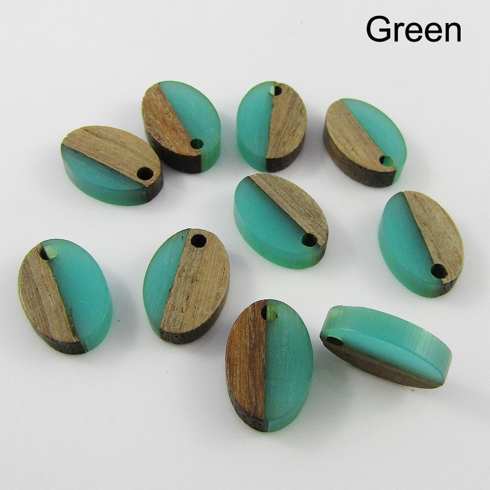 Bulk 10pc Resin & Wood Oval Charm Pendant 15x10mm Select Colour