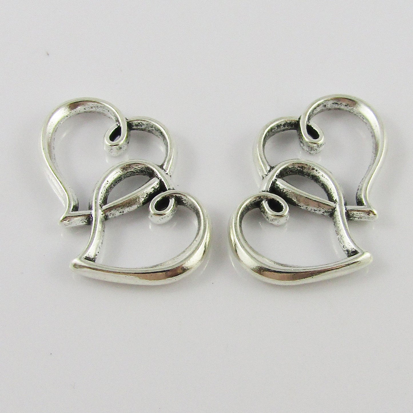 Bulk Entwined Hearts Charm Pendant Connector Alloy 24x31mm Select Qty
