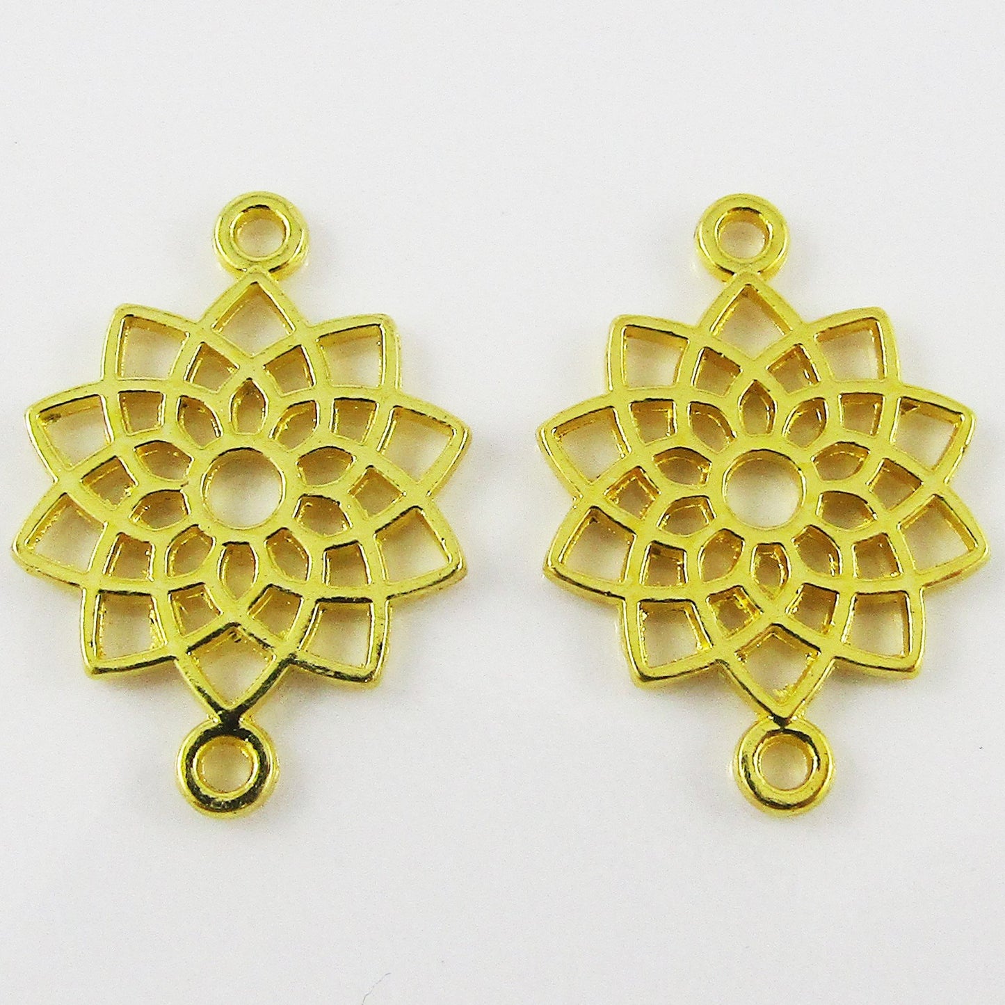 Bulk Flower Connector Charm Pendant Golden 20x14mm Select Qty