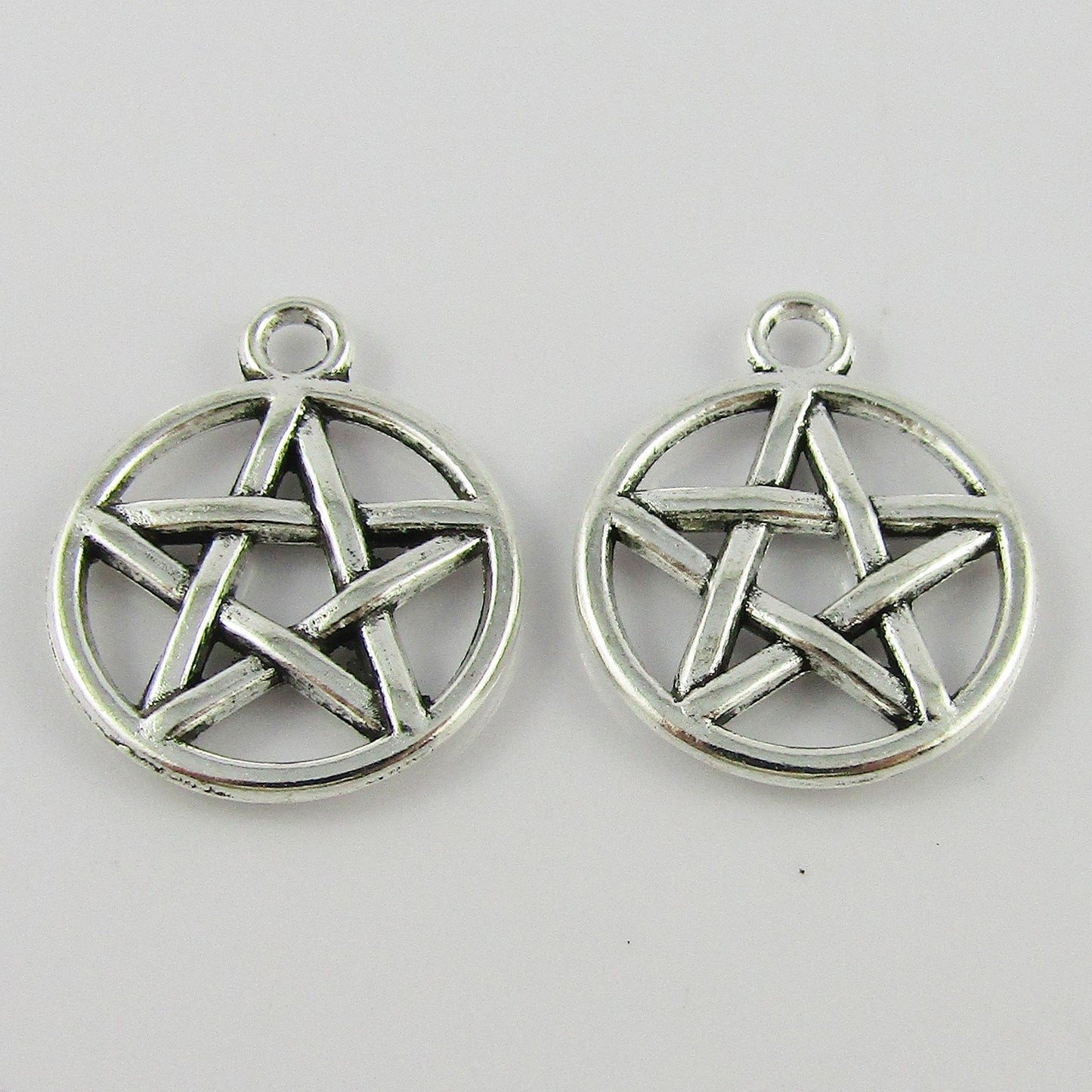 Bulk Pentagram Charm Silver Pendant Wicca Pagan Symbol 20x17mm Select Qty
