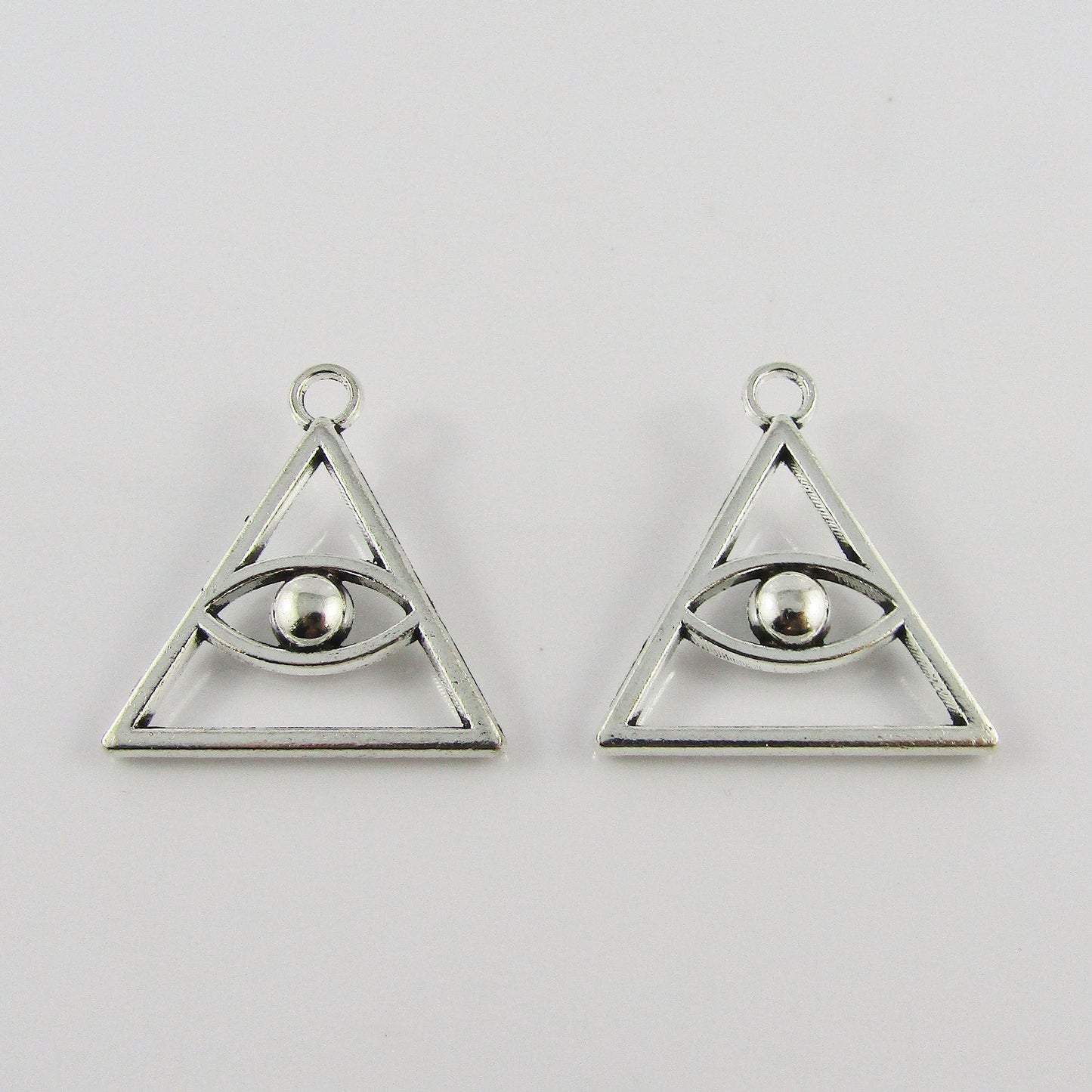Bulk Triangle All Seeing Eye Charm Pendant Alloy 26x28mm Select Qty