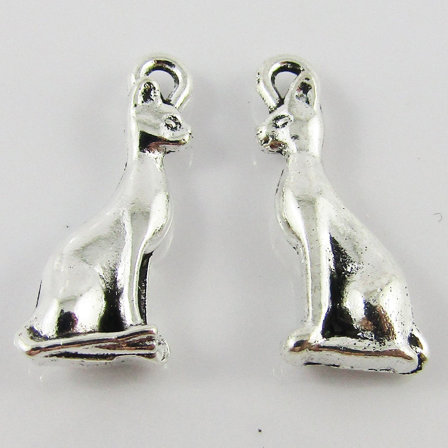 Bulk Egyptian Bastet Cat Statue Charm Pendant Alloy 19x8mm Select Qty