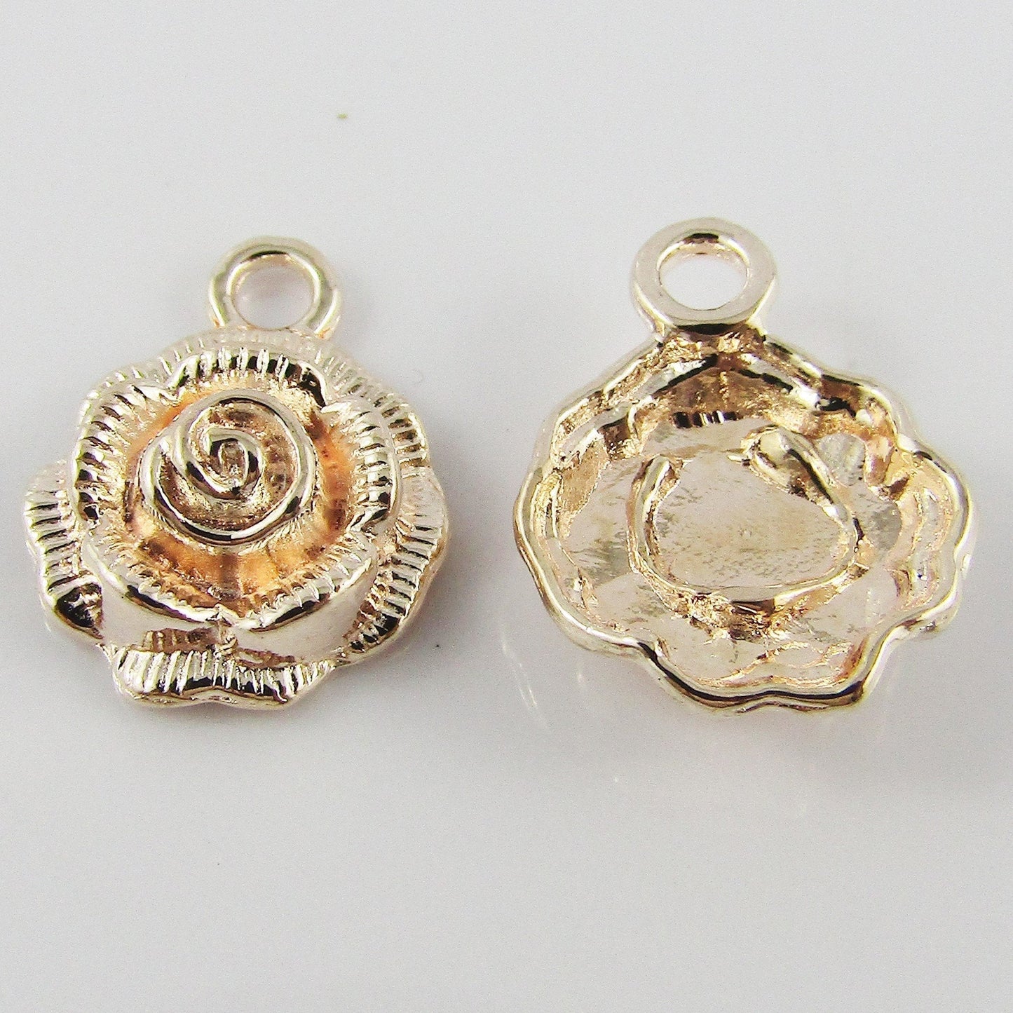 Bulk Rose Flower Charm Pendant Alloy Light Rose Gold 18x14mm Select Qty