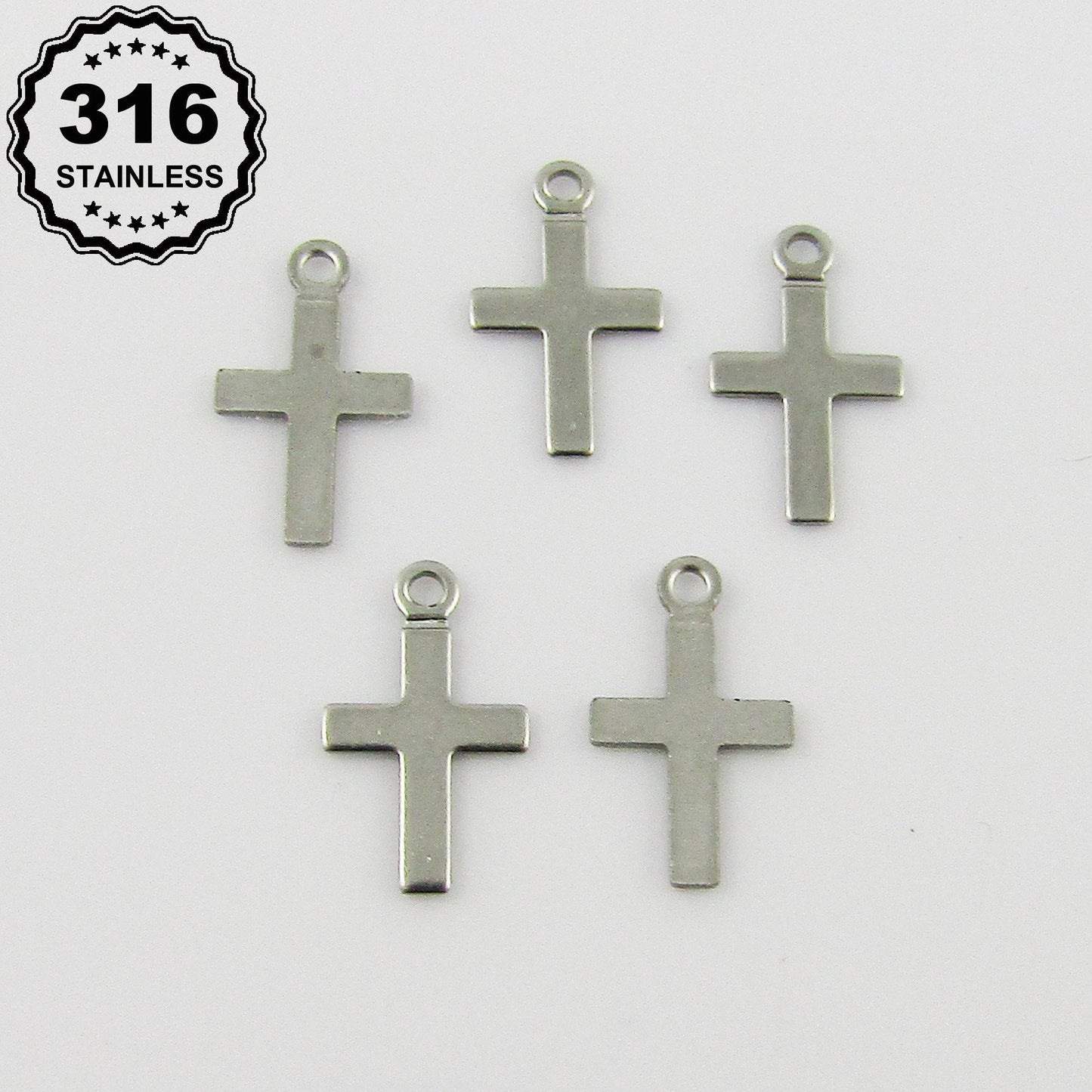 Bulk Tiny Simple Crucifix Cross Charm Pendant 316 Stainless Steel 10x6mm