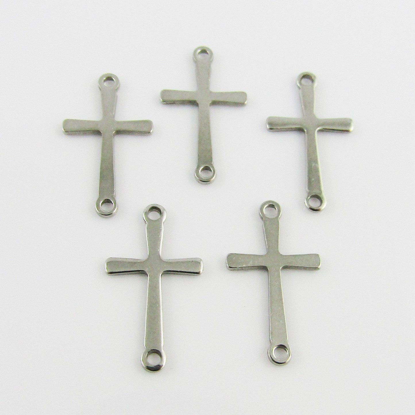 Bulk Simple Crucifix Cross Connector Charm Pendant 201 Stainless Steel 17x9mm