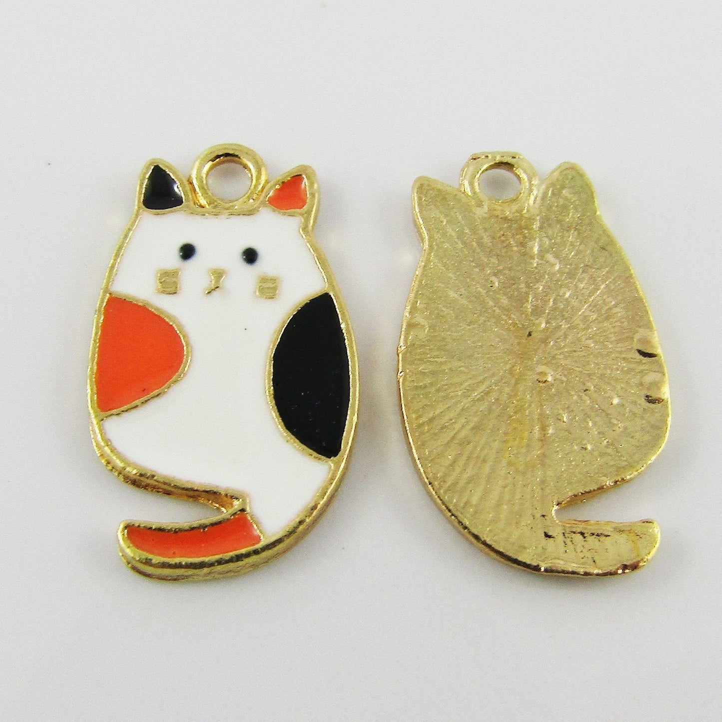 Bulk 10pce Enamel Calico Cat Charm Pendant 22x13mm