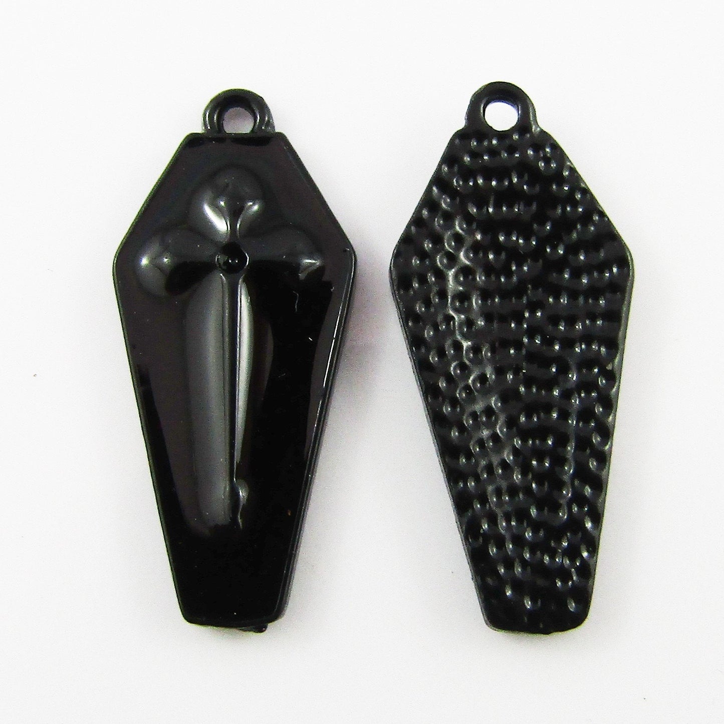 Bulk 10pce Enamel Coffin Black Charm Pendant Halloween Gothic 25x11mm