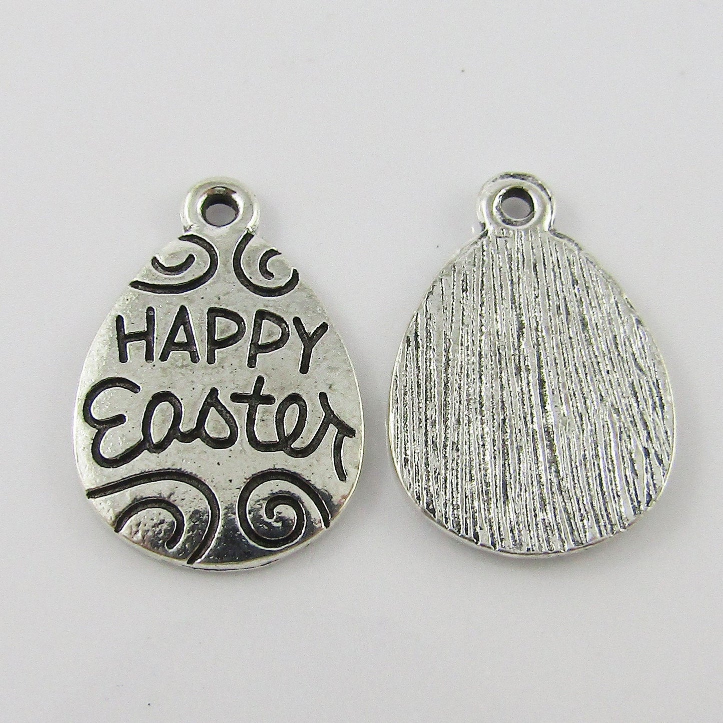 Bulk Happy Easter Message Charm Pendant Easter Egg 21x15mm Select Qty