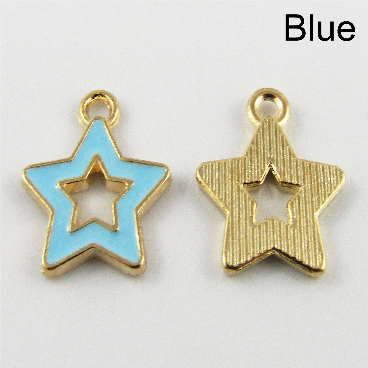 Bulk 10pce Enamel Hollow Star Charm Pendant 16x14mm Select Colour