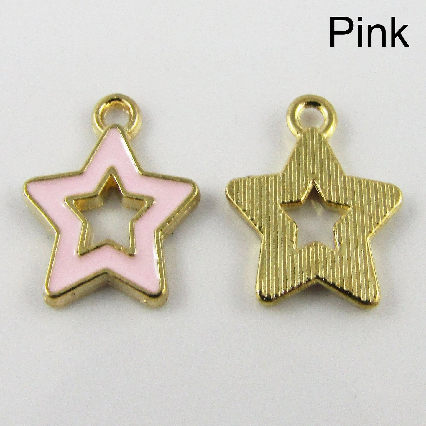 Bulk 10pce Enamel Hollow Star Charm Pendant 16x14mm Select Colour
