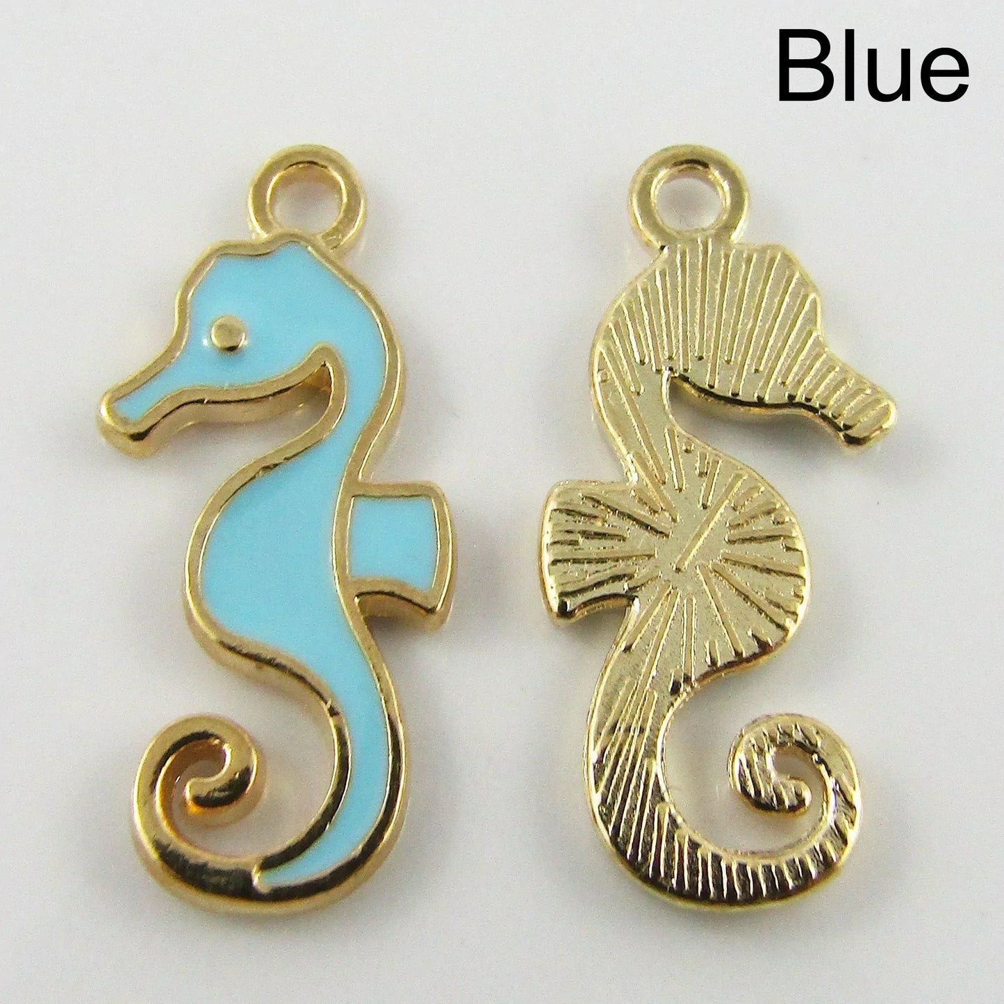 Bulk 10pce Enamel Seahorse Charm Pendant 21x11mm Select Colour