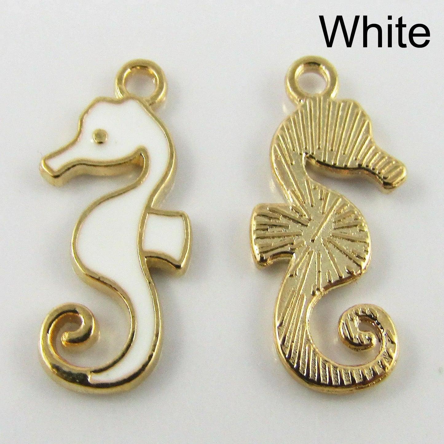 Bulk 10pce Enamel Seahorse Charm Pendant 21x11mm Select Colour