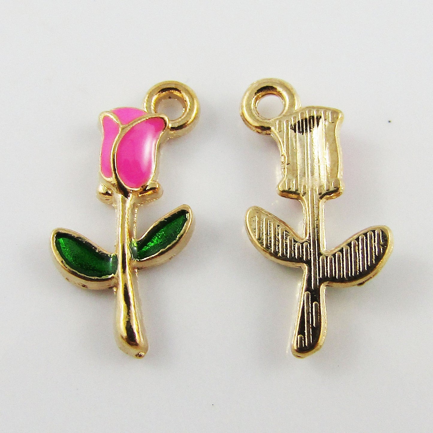 Bulk 10pce Enamel Enchanted Rose Charm Pendant Flower 9x19mm Select Colour