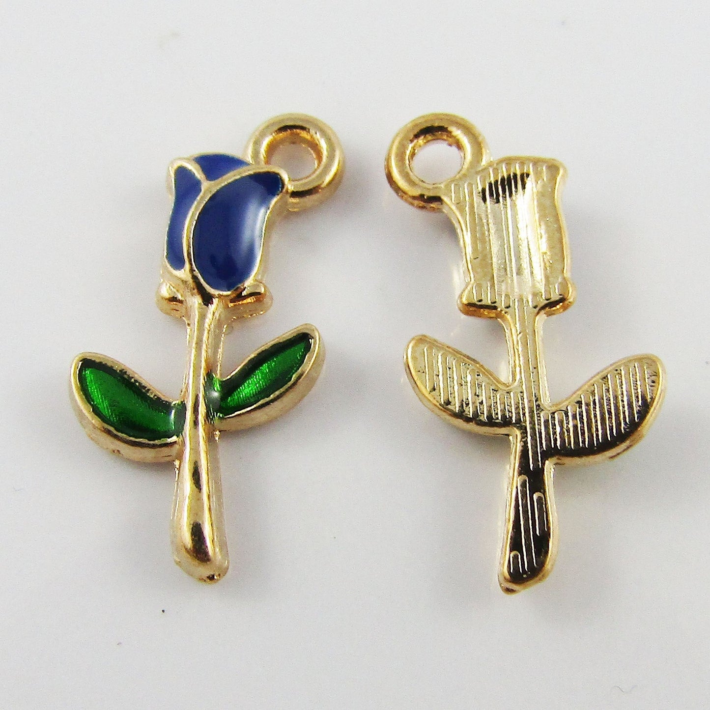 Bulk 10pce Enamel Enchanted Rose Charm Pendant Flower 9x19mm Select Colour