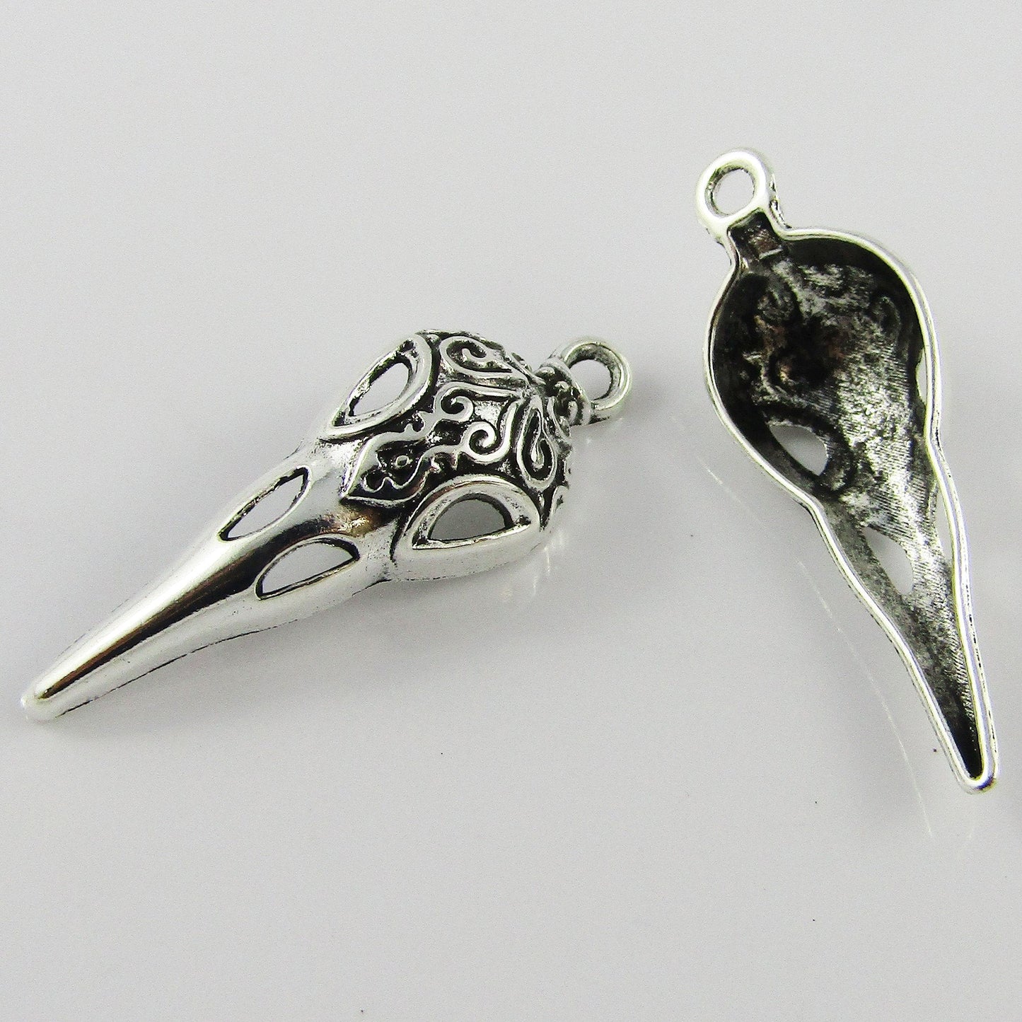Bulk Raven Skull Charm Pendant Animal Bird Spooky Alloy 13x35mm Select Qty