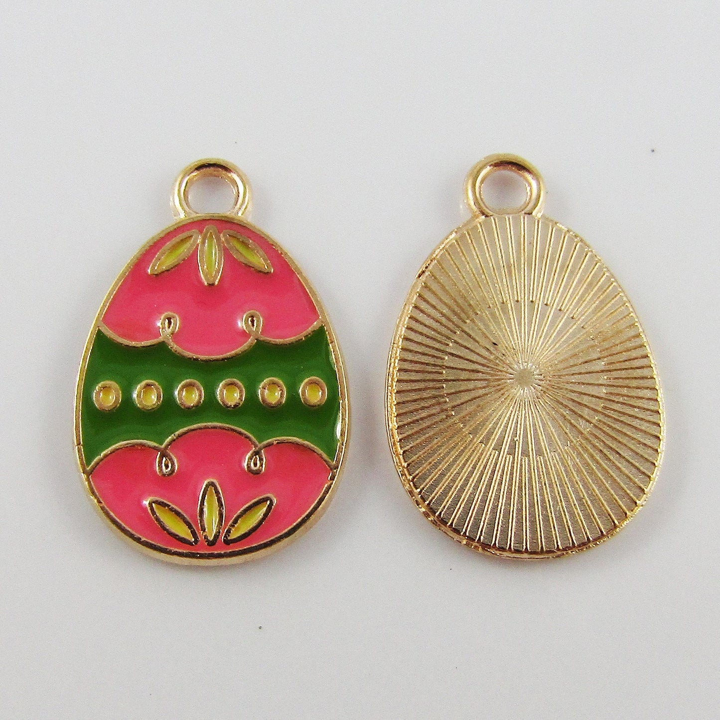 Bulk 10pce Enamel Flower Easter Egg Charm Pendant Easter Chocolate 22x14mm