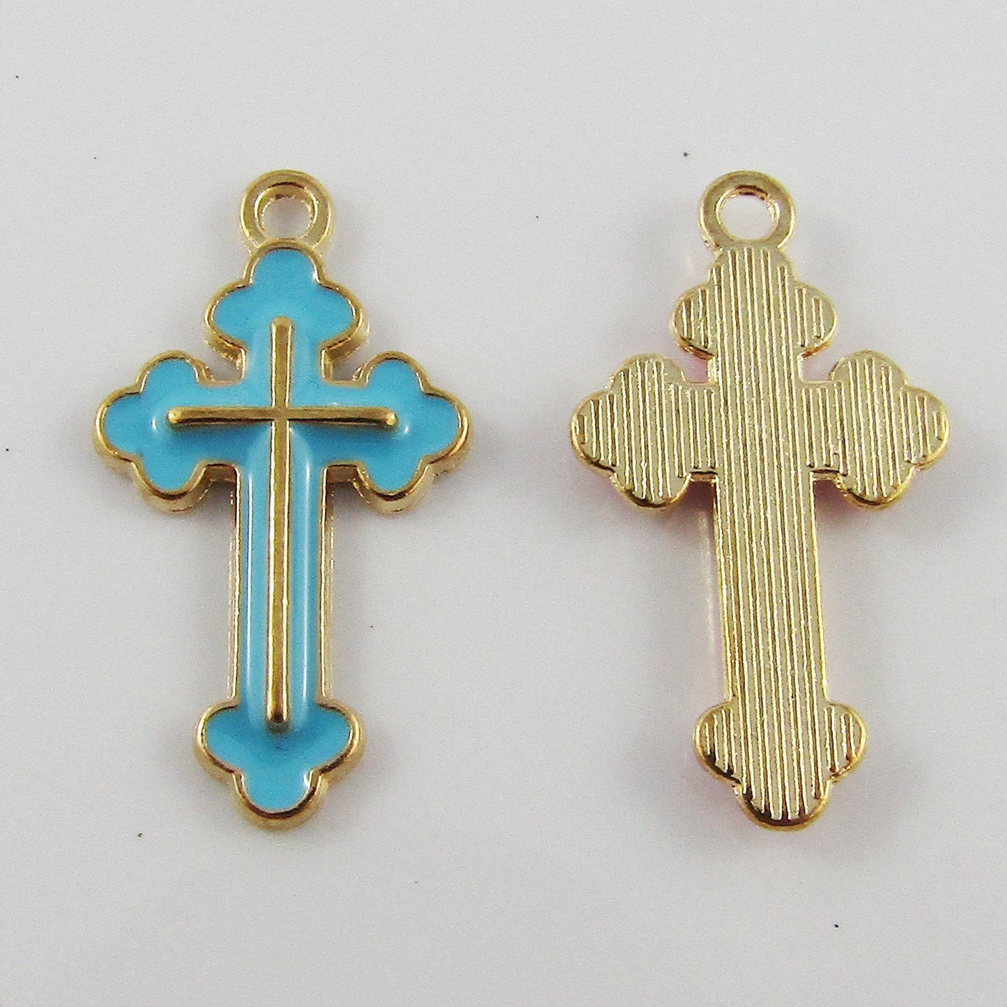 Bulk 10pce Enamel Easter Religious Cross Charm Pendant 25x14mm Select Colour