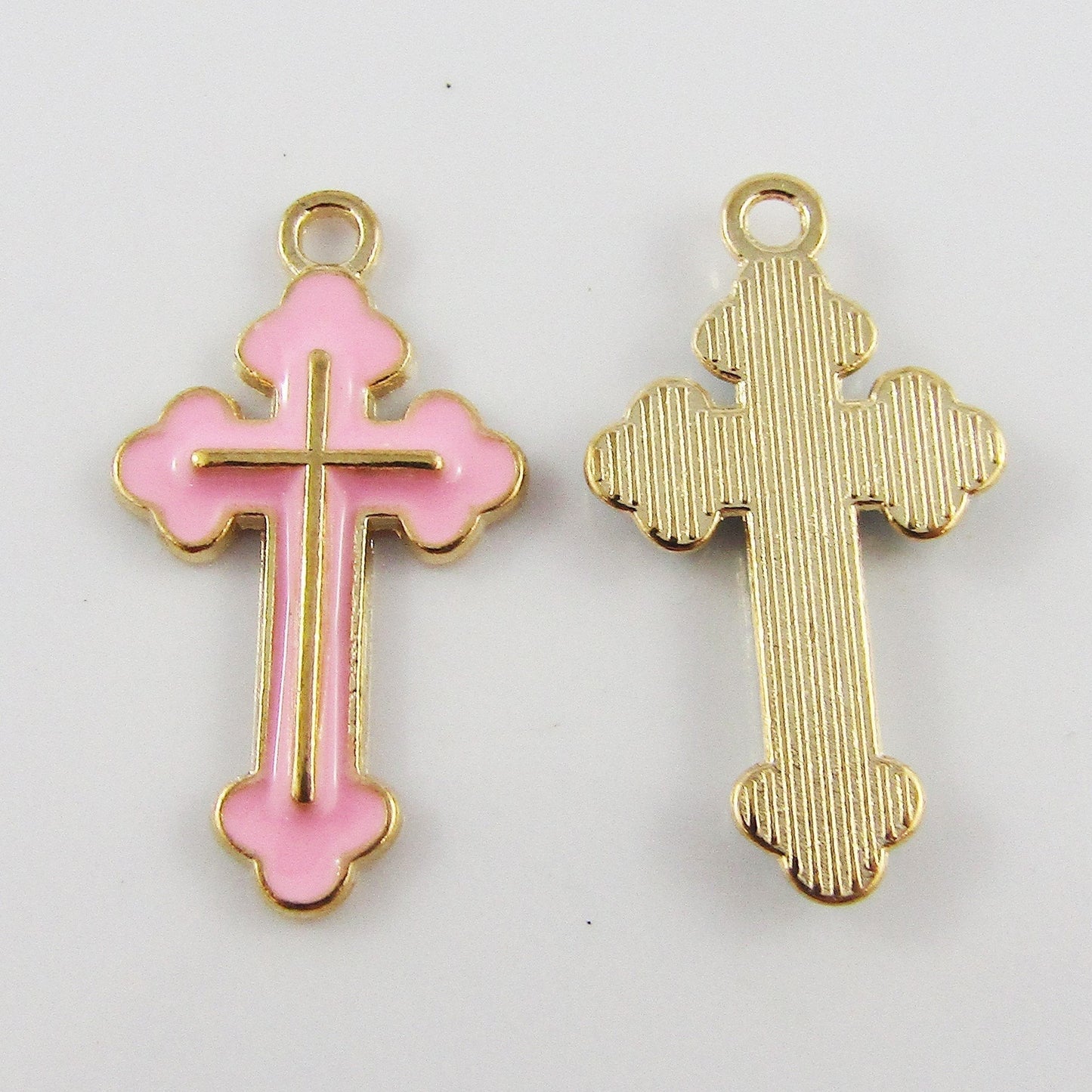 Bulk 10pce Enamel Easter Religious Cross Charm Pendant 25x14mm Select Colour