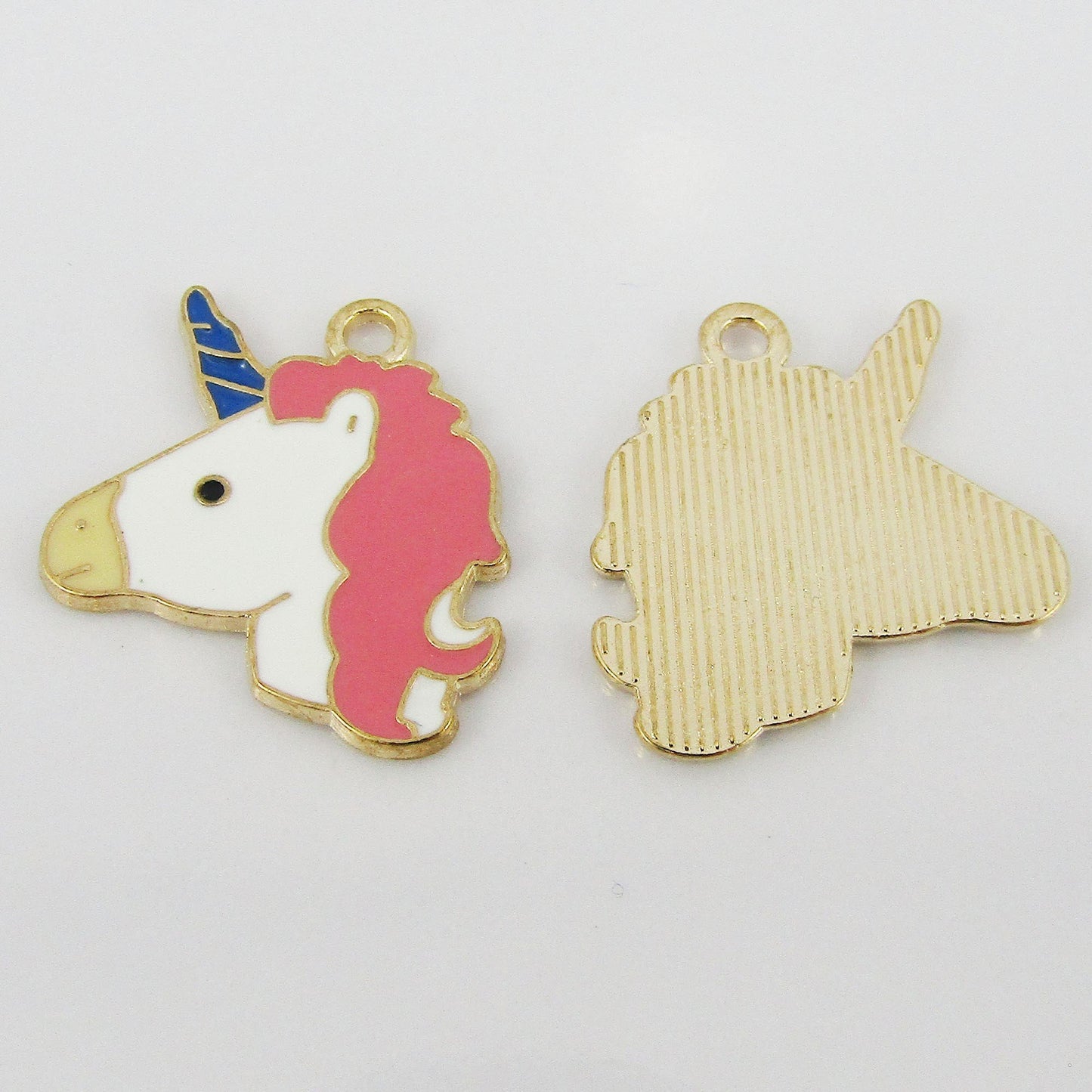 Bulk 10pce Enamel Unicorn Charm Pendant Light Gold & Blue or Pink 24.5x19.5mm