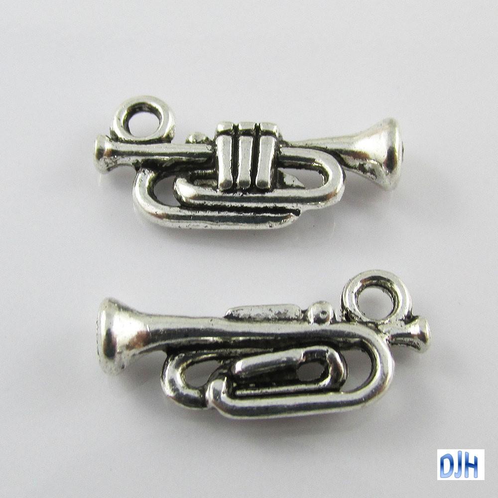 Bulk Trumpet Charm Pendant Jazz Musical Instrument 8x18mm Select Qty