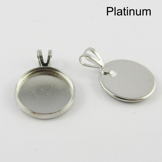 Bulk Pendant Necklace Round Cabochon Setting 20x14mm Fit 12mm Cabs Select Qty