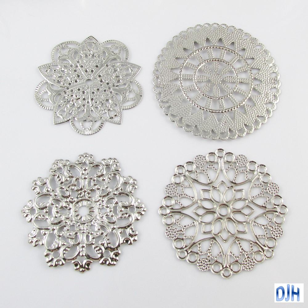 8pcs Metal Filigree Mandala Embellishments Cards Scrapbooking Hair Clips