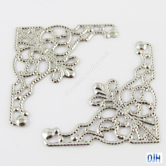 30pcs Filigree Corner Embellishments 48x26mm Craft Scrapbooking Pick Colour