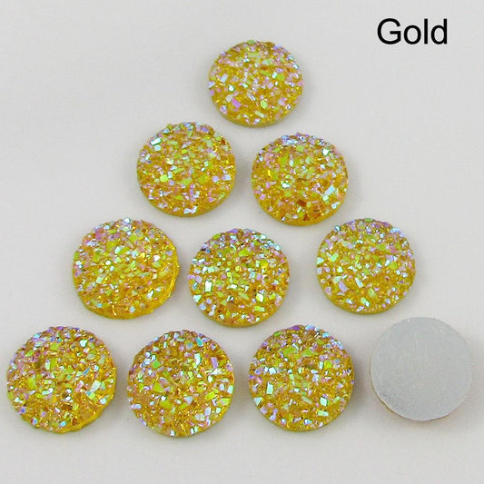 10pcs Metallic Druzy Cabochon 12mm Flat Back Earring etc Select Colour