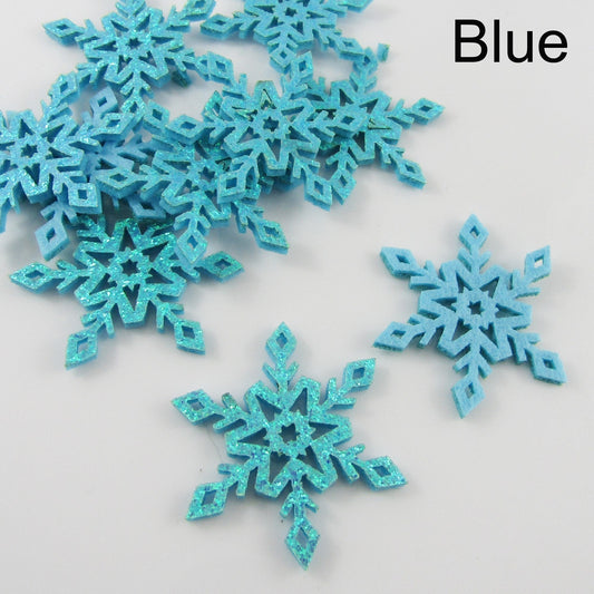 10pcs Glitter Felt Snowflake Craft Embellishment 41x36mm Select Colour