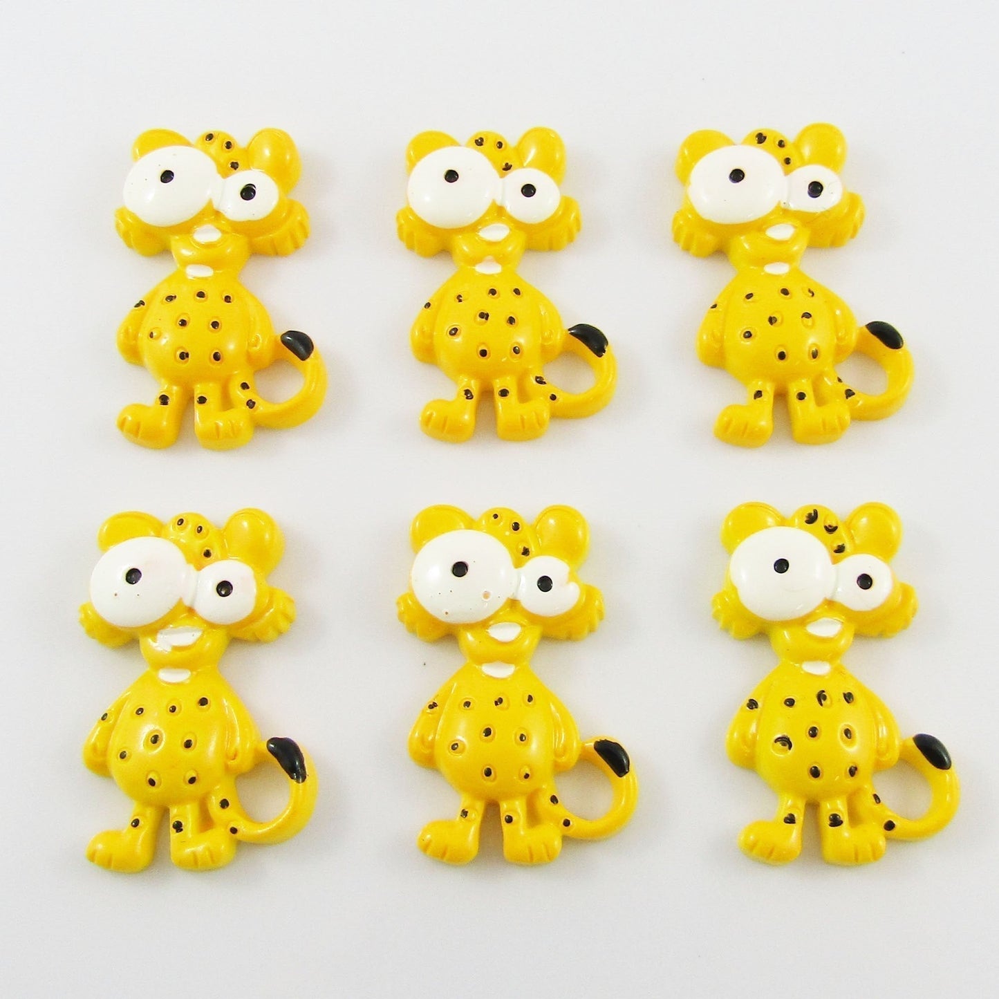 6pcs DIY Resin Cartoon Leopard Cabochon Flat Back Hair Clips Scrapbooking etc