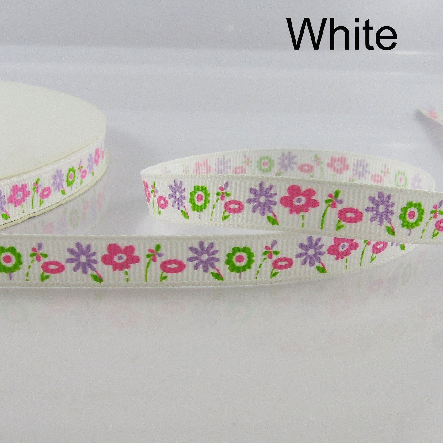 3metres Printed Wildflower Grosgrain Ribbon 10mm Select Colour