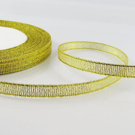 1roll (22metres) 6mm Glitter Metallic Ribbon Gold or Silver Great for Christmas!