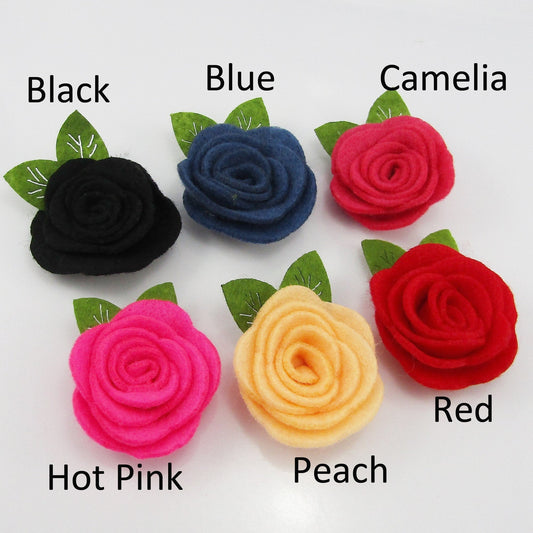 5pcs Felt Rose Flower Cabochon Embellishment 45x35mm Select Colour