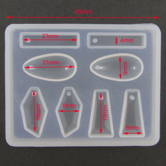 Mixed MINI Earring Pendant Shapes Silicone Casting Mould for Epoxy Resin