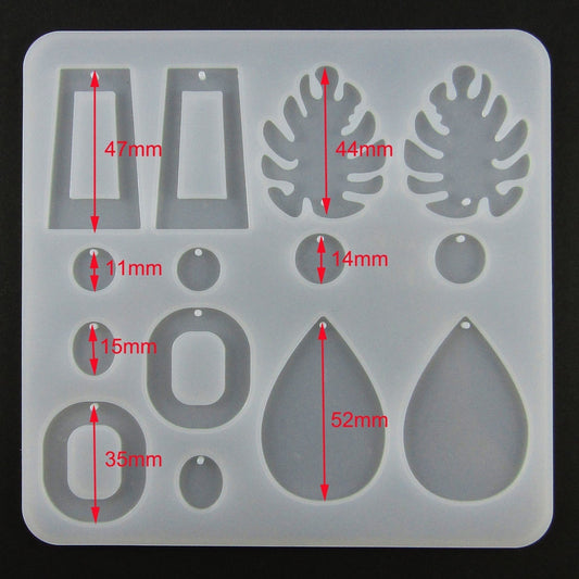 Hollow Retro Teardrop Leaf Earring Pairs Silicone Casting Mould for Epoxy Resin