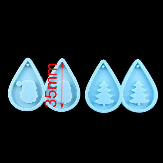 Christmas Tree & Santa Set of 2 Earring Pendant Silicone Moulds for Epoxy Resin