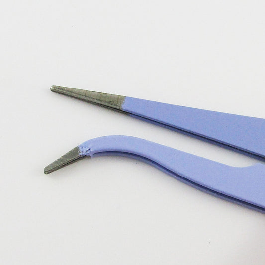 Craft & Jewellery Stainless Steel Flat & Bent Nose Beading Tweezers Set LILAC