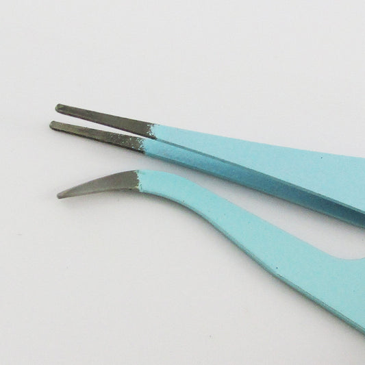 Craft & Jewellery Stainless Steel Flat & Bent Nose Beading Tweezers Set MINT