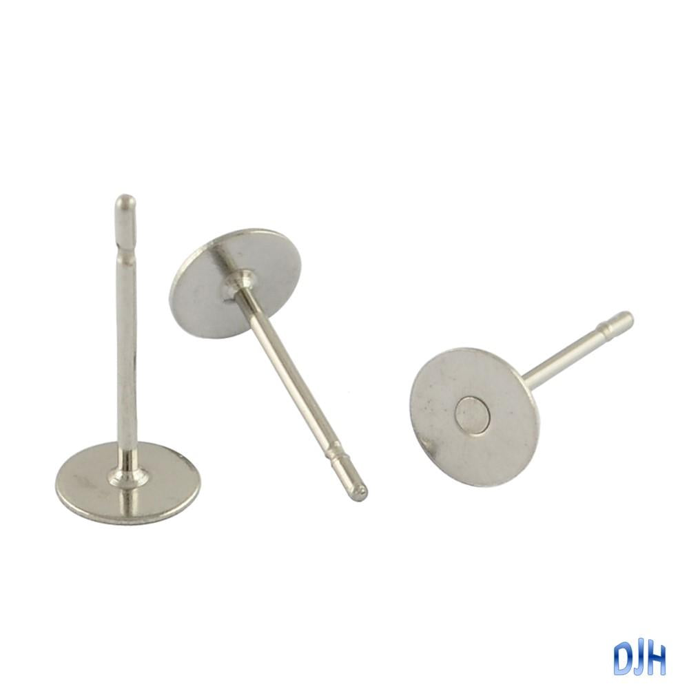 Bulk 10 sets (20pce) DIY Flat Glue Pad Post Stud Earring Finding 12x6mm 304SS