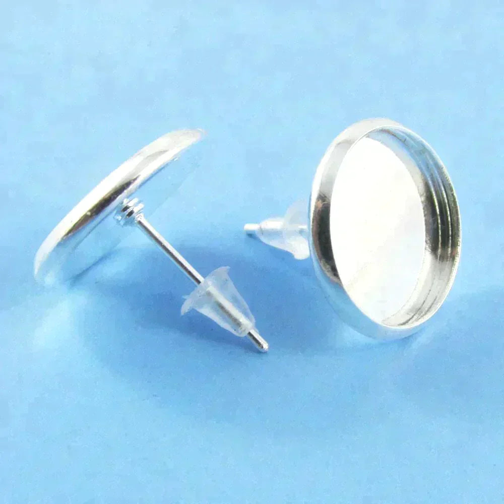 Bulk 20pce (10sets) DIY Cabochon Setting Post Stud Earring & Back Fit 12mm Cabs
