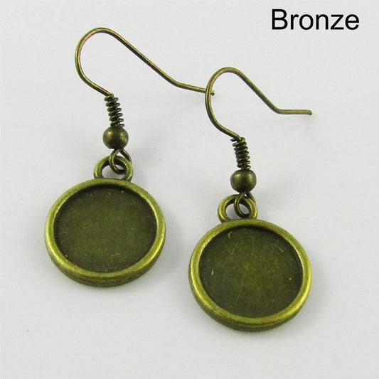 Bulk 10pcs (5 pair) DIY Cabochon Setting Hook Earrings Fit 12mm Cabs Pick Colour