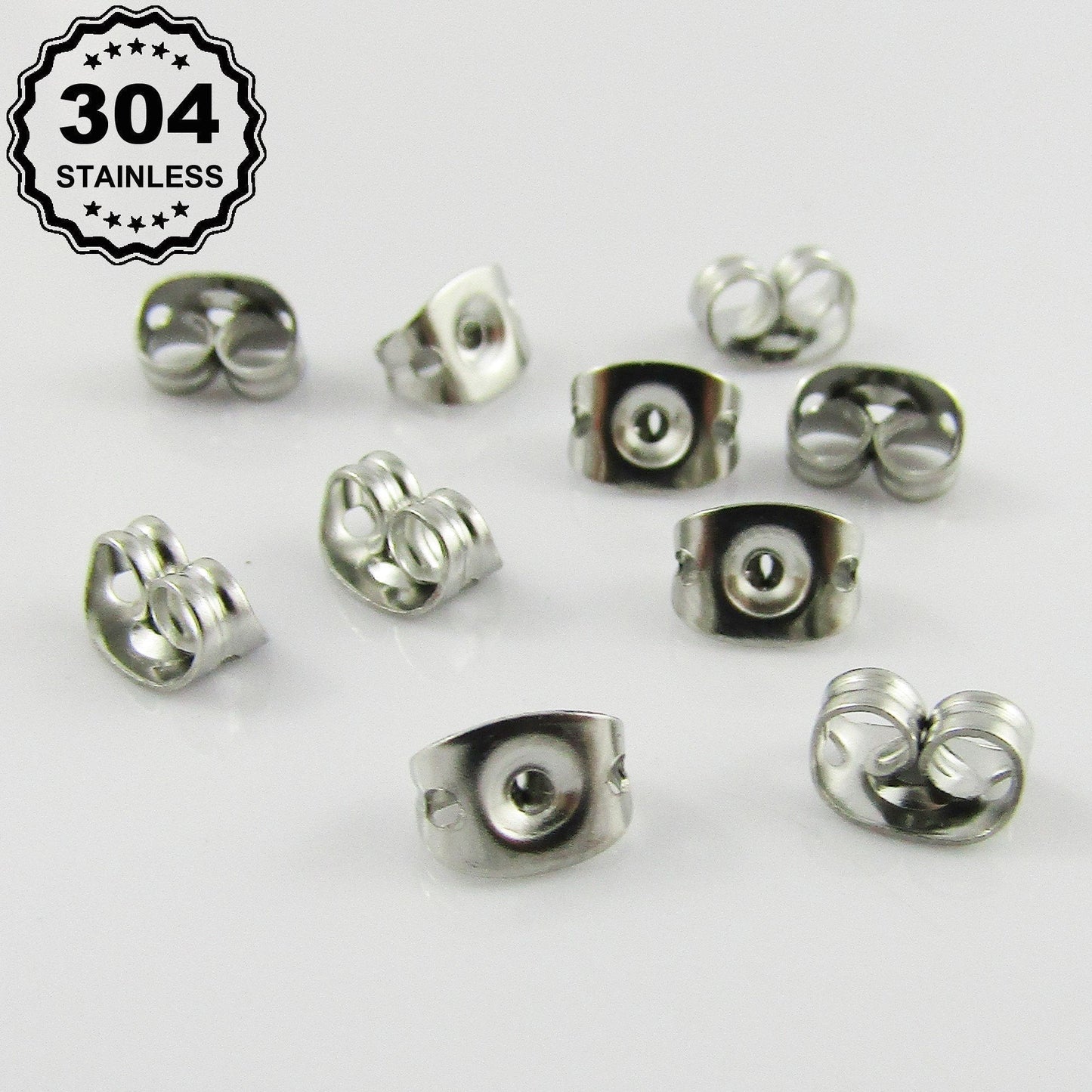 Bulk 50pcs (25pair) DIY Butterfly Earnut Earring Back 6x4.5x3mm 304 Stainless