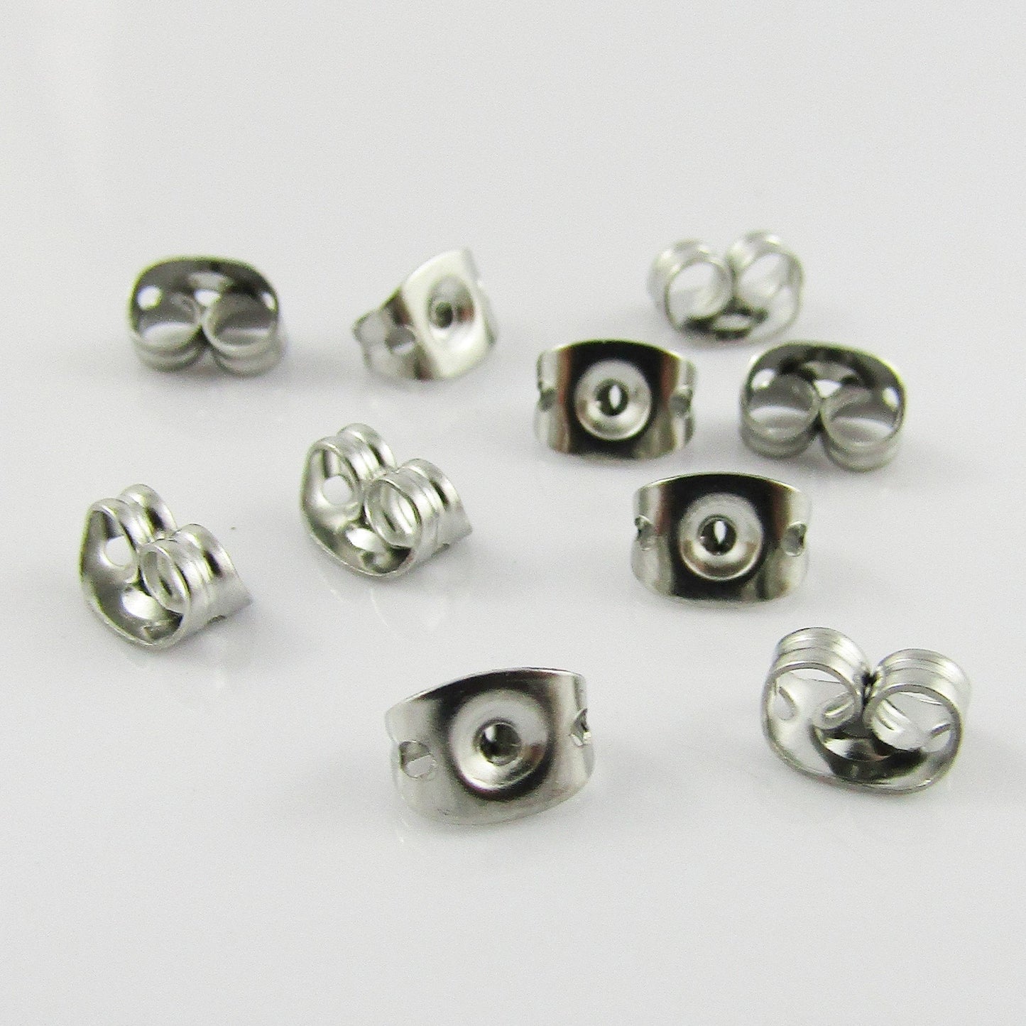 Bulk 50pcs (25pair) DIY Butterfly Earnut Earring Back 6x4.5x3mm 304 Stainless